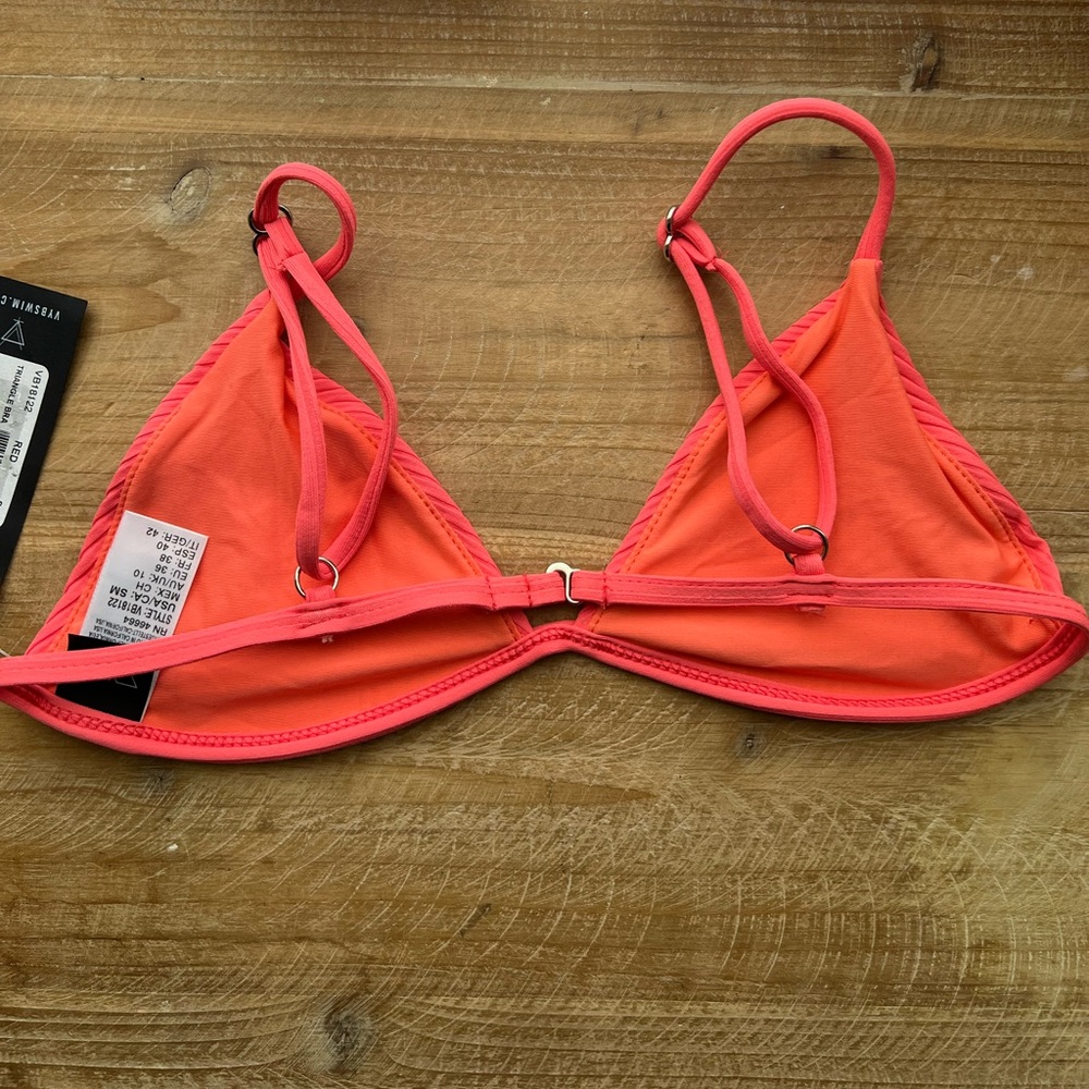 VYB Eye Candy Triangle Bikini Top in Coral Red Size Small New - Picture 7 of 9
